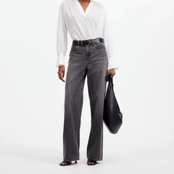 MADEWELL Petite Superwide Leg Jeans In Kingswood Wash - Picture 1 of 10